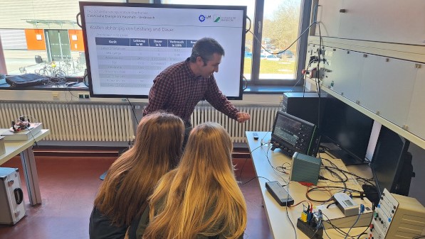 Dr.-Ing. Michael Gleißner mit Schülerinnen im Labor